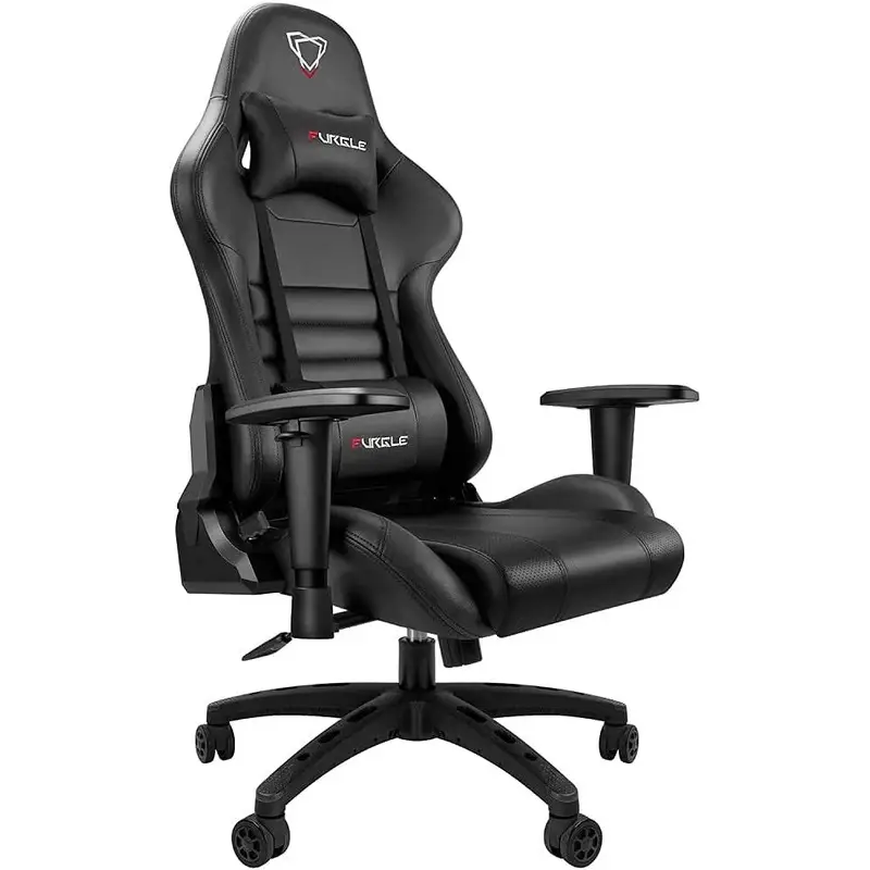 FURGLE CARRY SERIES RACING STYLE WHITE/BLACK - FULL BLACK GAMING CHAIR - Image 8