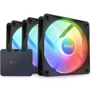 NZXT F120 RGB CORE TRIPLE PACK - 3 X 120MM HUB-MOUNTED RGB FANS WITH RGB CONTROLLER - 8 INDIVIDUALLY-ADDRESSABLE LEDS - SEMI-TRANSLUCENT BLADES - HIGH STATIC PRESSURE & AIRFLOW - CAM SOFTWARE - BLACK