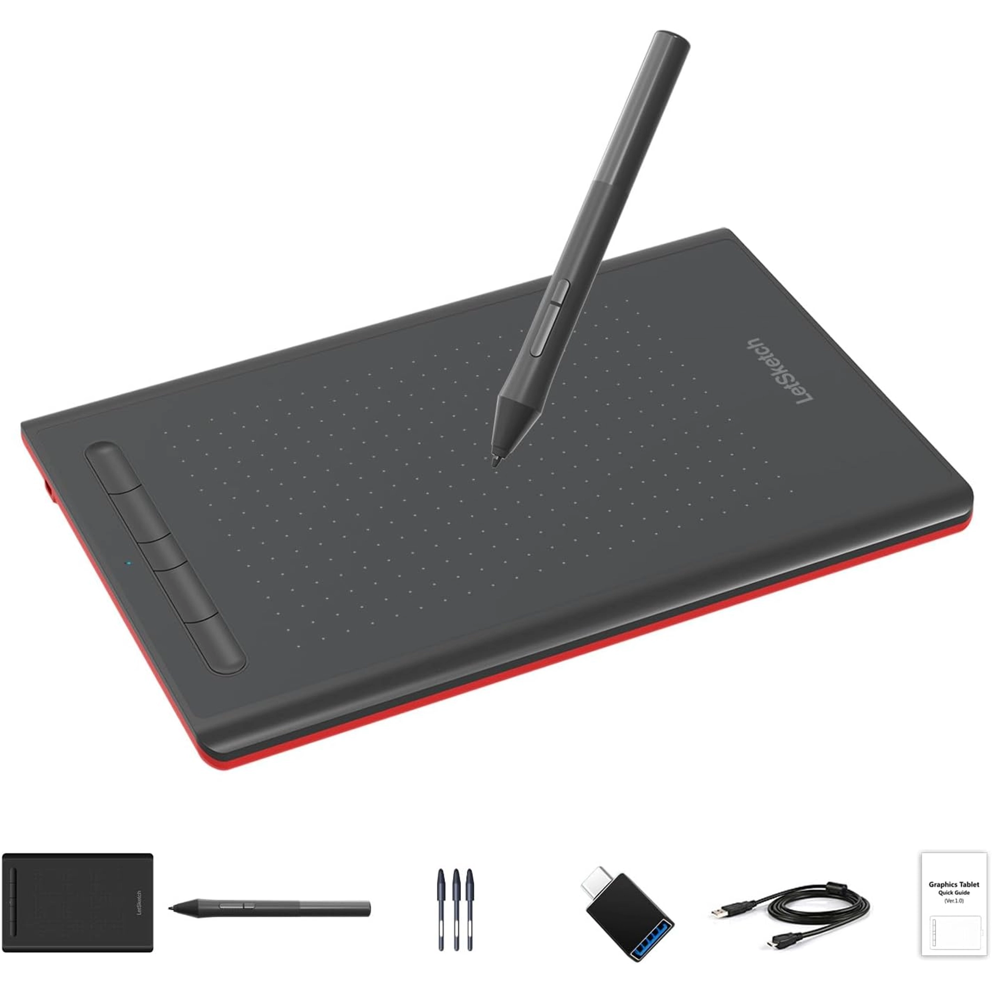 GRAPHICS DRAWING TABLET, 5.2 X 3.5 INCHES DIGITAL TABLET WITH 8192 LEVELS BATERRY-FREE STYLUS & CUSTOMIZE 5 HOTKEYS, COMPATIBLE WITH WINDOWS/MAC OS/ANDROID