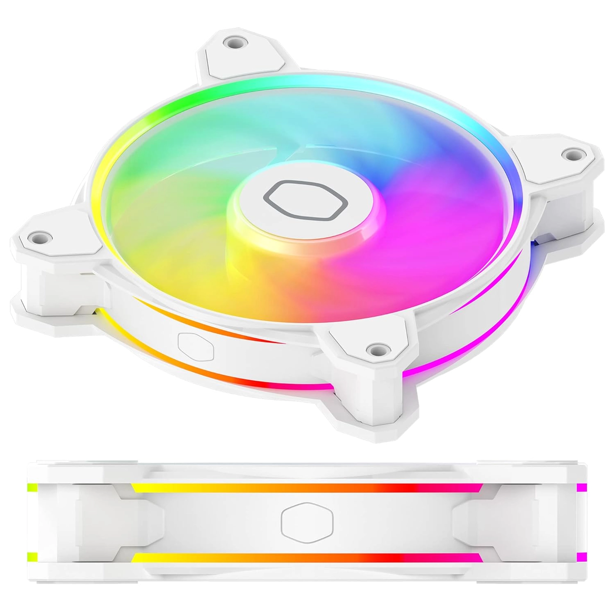 COOLER MASTER MASTERFAN MF120 HALO² WHITE 3IN1 PC CASE|LIQUID COOLER|AIR COOLER FAN, DUAL LOOP GEN 2 ARGB LEDS RINGS, DYNAMIC PWM 120MM 2,050 RPM, AIR BALANCE BLADES, HYBRID FRAME - Image 3