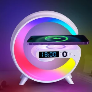 OTEEDO MINI G TYPE WIRELESS CHARGING ATMOSPHERE LAMP WITH BLUETOOTH SPEAKER ALARM CLOCK NIGHT LIGHT 10W WIRELESS