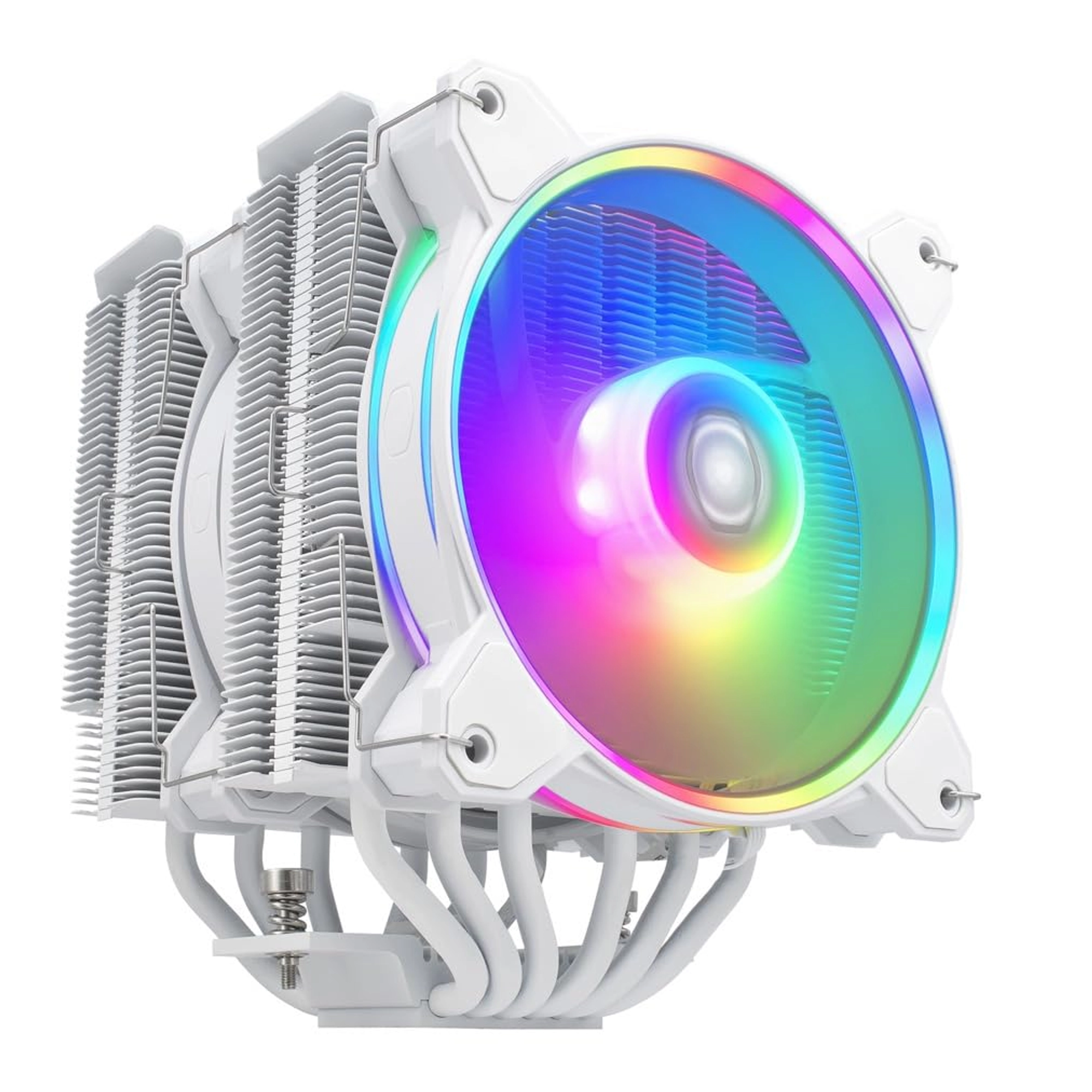 COOLER MASTER HYPER 622 HALO WHITE DUAL TOWER CPU AIR COOLER, HALO² FAN, DUAL LOOP ARGB, ALUMINUM TOP COVER, 6 HEAT PIPES,154MM TALL, AMD RYZEN AM5/AM4, INTEL LGA1700/1200
