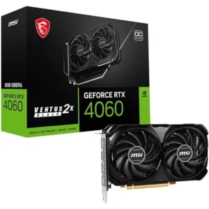 MSI GEFORCE RTX 4060 VENTUS 2X BLACK 8G OC GAMING GRAPHICS CARD - 8GB GDDR6X, PCI EXPRESS GEN 4, 128-BIT, 3X DP V 1.4A, HDMI 2.1A (SUPPORTS 4K & 8K HDR)