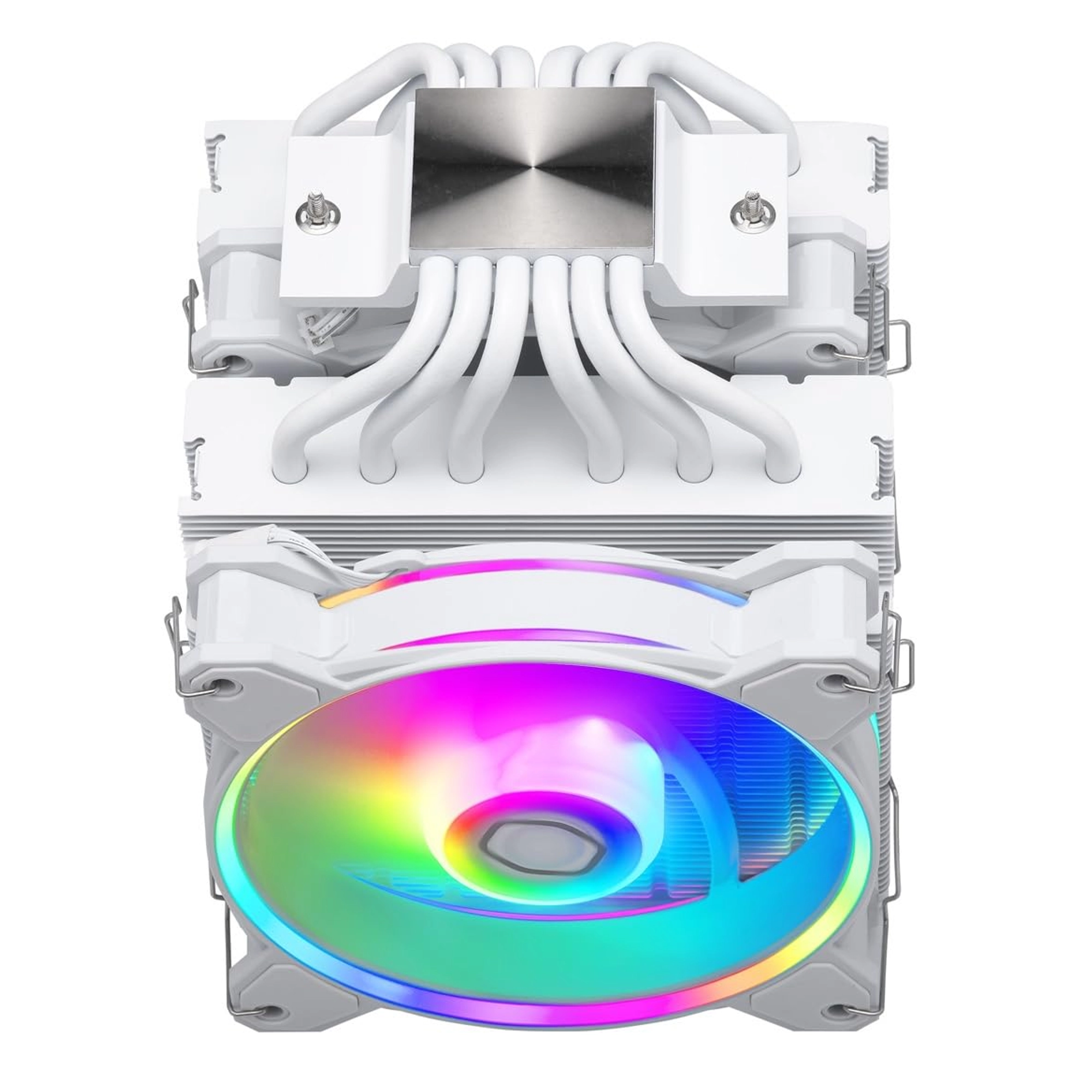 COOLER MASTER HYPER 622 HALO WHITE DUAL TOWER CPU AIR COOLER, HALO² FAN, DUAL LOOP ARGB, ALUMINUM TOP COVER, 6 HEAT PIPES,154MM TALL, AMD RYZEN AM5/AM4, INTEL LGA1700/1200 - Image 2
