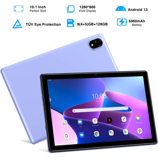 DOOGEE U10 TABLET 10 INCH ANDROID 13 TABLET PC 9GB RAM + 128GB ROM/TF 1TB QUAD-CORE 2.0 GHZ,  GOOGLE GMS | BLUETOOTH 5.0 | WIFI-6 | 5060MAH | 1280 * 800 | 5MP+8MP, PURPLE - Image 2