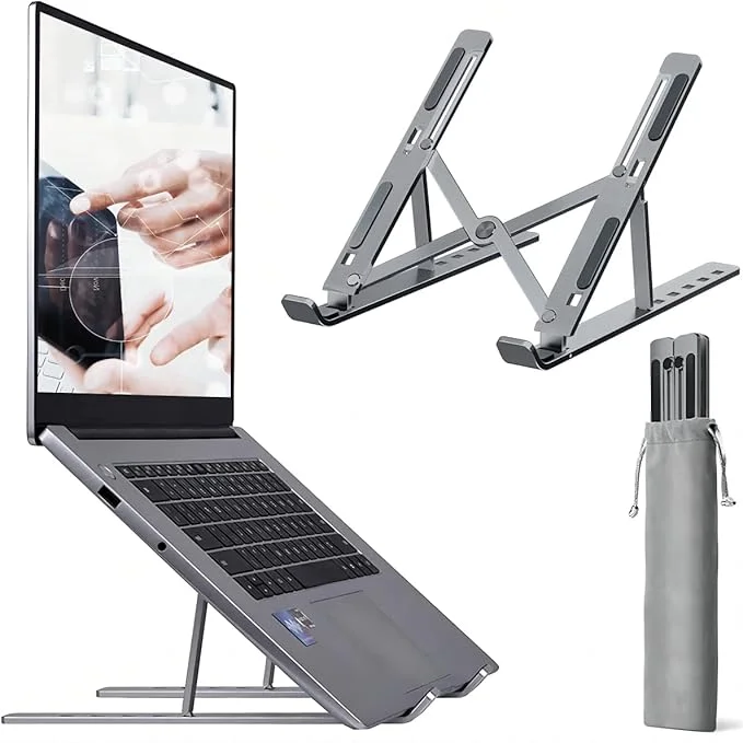 LAPTOP STAND FOR DESK PORTABLE LAPTOP HOLDER BED METALS&ABS STABLE RISER FOR LAPTOPS&TABLETS 6-LEVELS ANGLES - Image 3