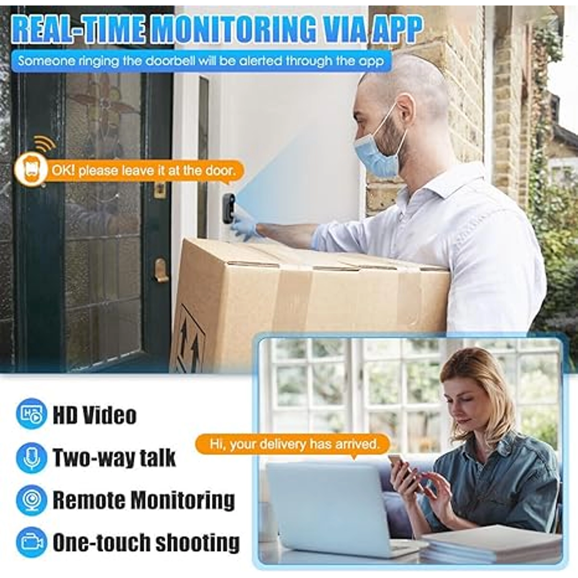 M9 1080P SMART WIFI WIRELESS VIDEO DOORBELL PHONE SECURITY CAMERA DOOR BELL RING INTERCOM - Image 3