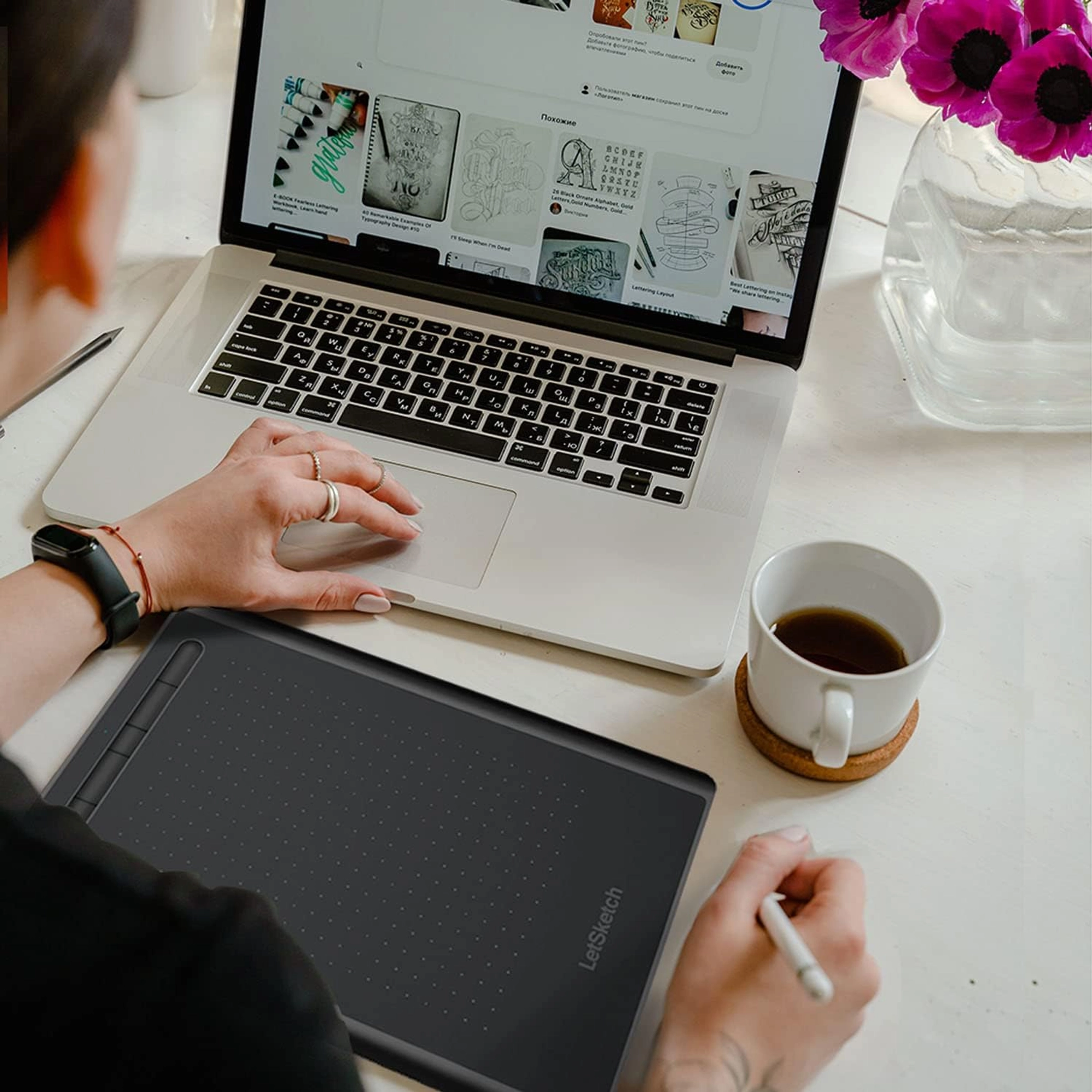 GRAPHICS DRAWING TABLET, 5.2 X 3.5 INCHES DIGITAL TABLET WITH 8192 LEVELS BATERRY-FREE STYLUS & CUSTOMIZE 5 HOTKEYS, COMPATIBLE WITH WINDOWS/MAC OS/ANDROID - Image 4