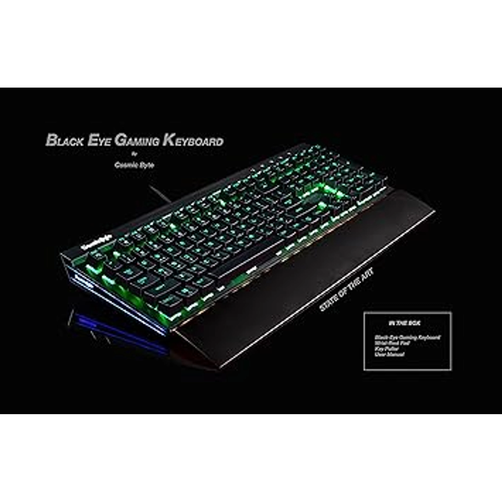 COSMIC BYTE CB-GK-11 BLACK EYE WIRED ALUMINIUM MECHANICAL KEYBOARD, REAL RBG BACKLIT WITH EFFECTS - Image 4