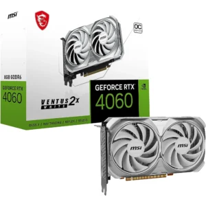MSI GAMING GEFORCE RTX 4060 8GB GDRR6 EXTREME CLOCK: 2505 MHZ 128-BIT HDMI/DP NVLINK TORX FAN 4.0 ADA LOVELACE ARCHITECTURE GRAPHICS CARD (RTX 4060 VENTUS 2X WHITE 8G OC)