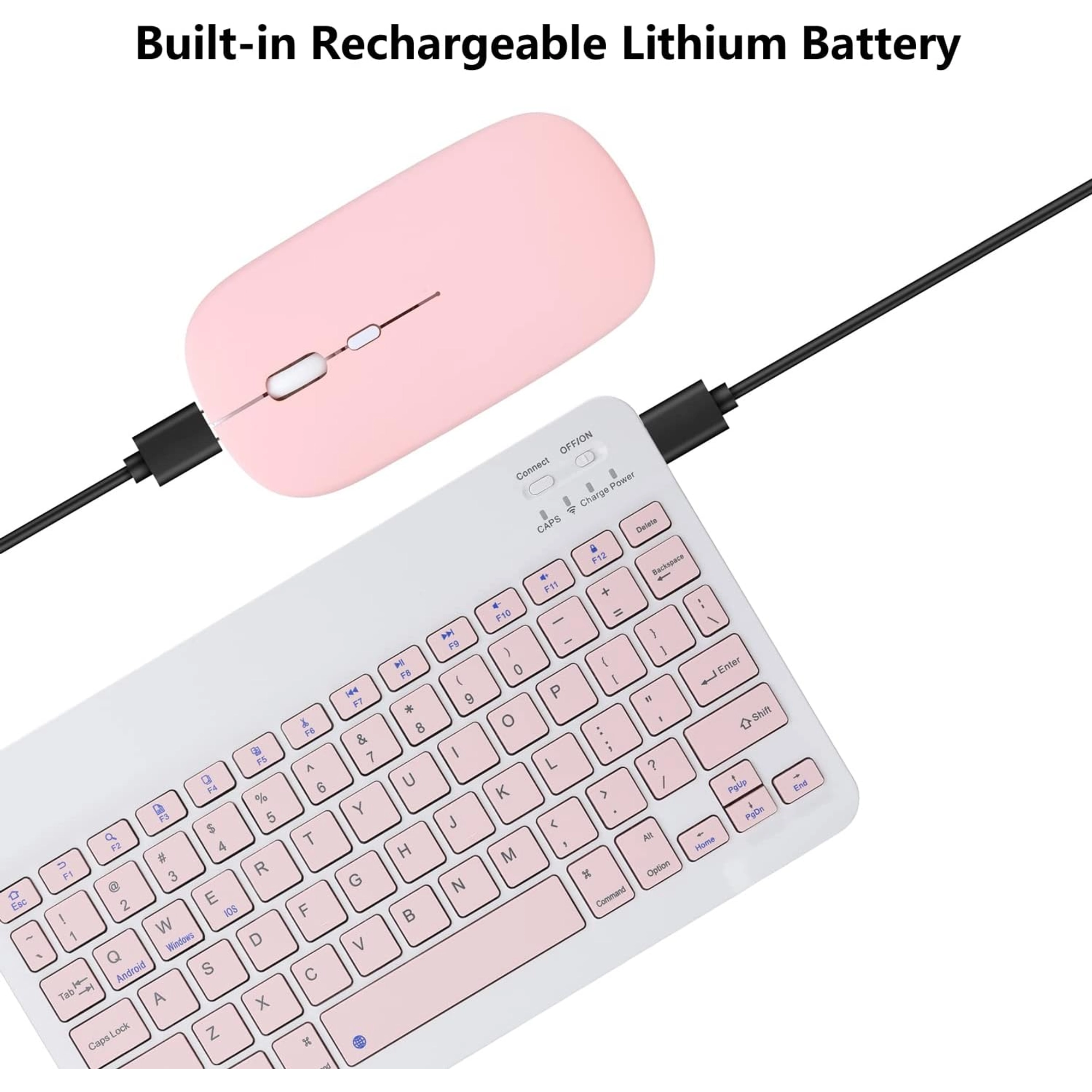 ACOLARID META KIT RECHARGEABLE WIRELESS KEYBOARD MOUSE BLUETOOTH  (WHITE & PINK) - Image 2