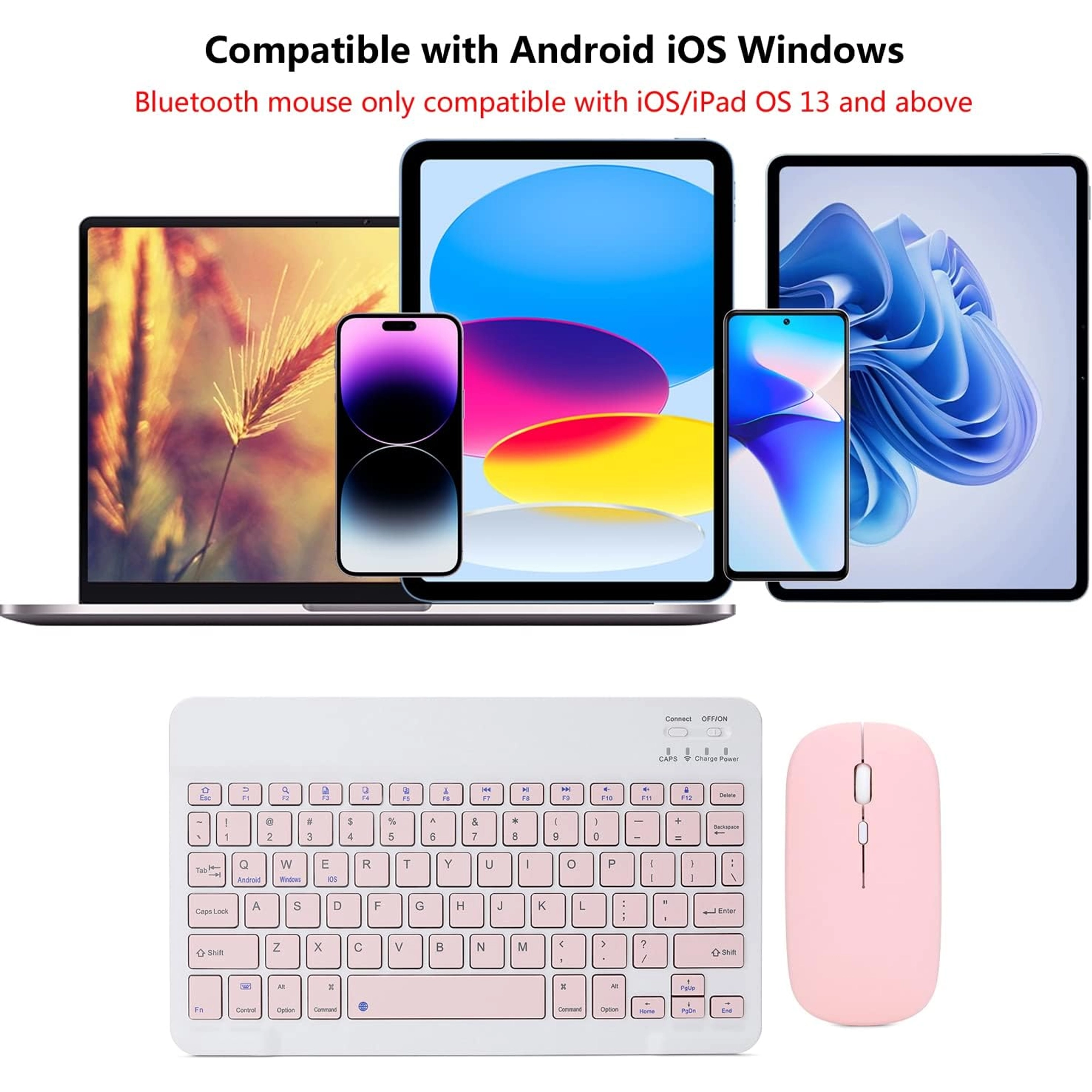 ACOLARID META KIT RECHARGEABLE WIRELESS KEYBOARD MOUSE BLUETOOTH  (WHITE & PINK) - Image 3
