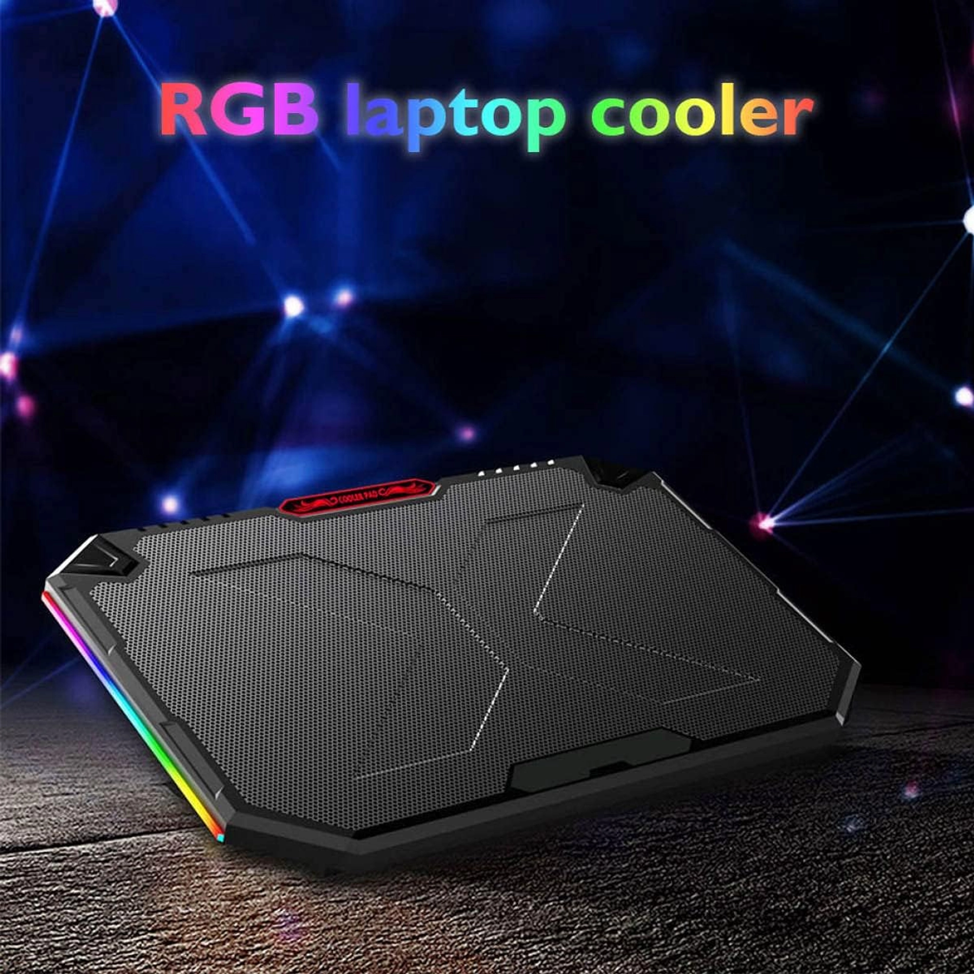 GAMING LAPTOP COOLING PAD STAND,YL-018, 5X BLUE LED FANS RGB SIDE LIGHTS 2 X USB -12 TO17IN - Image 2