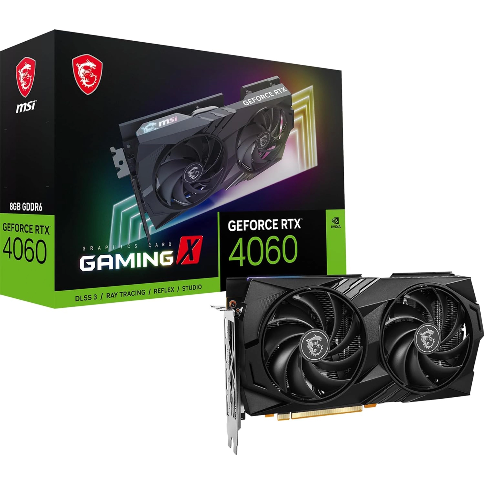 MSI GEFORCE RTX 4060 GAMING X 8G GRAPHICS CARD - RTX 4060 GPU, 8GB GDDR6 (17GBPS/128-BIT), PCIE 4.0 - TWIN FROZR 9 (2 X TORX FAN 5.0), RGB - HDMI 2.1, DISPLAYPORT 1.4A (SUPPORTS 4K & 8K HDR)