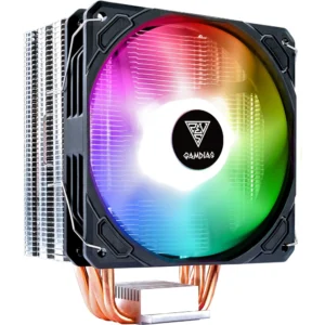 GAMDIAS BOREAS E1-410 RGB CPU AIR COOLER, EXTRA-THICK ALUMINUM BASE PLATE WITH 120MM ARGB PWM FANS