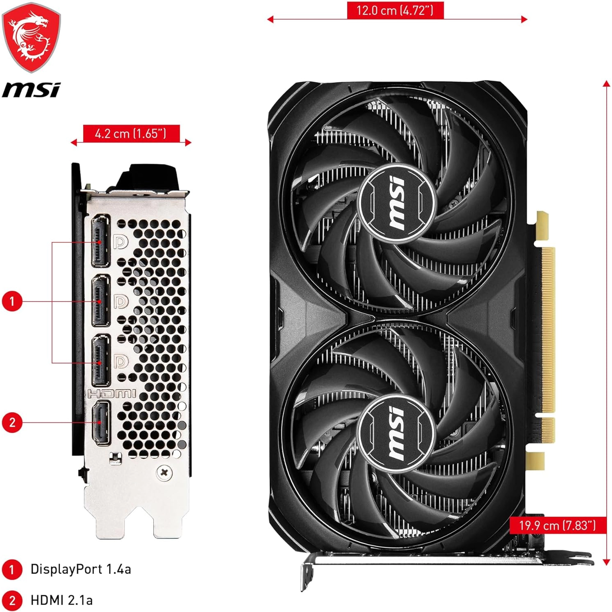 MSI GEFORCE RTX 4060 TI VENTUS 2X BLACK 8G OC GRAPHICS CARD -NVIDIA RTX 4060 TI, 8GB GDDR6 MEMORY, 18GBPS, PCIE 4.0, DLSS3 - Image 2