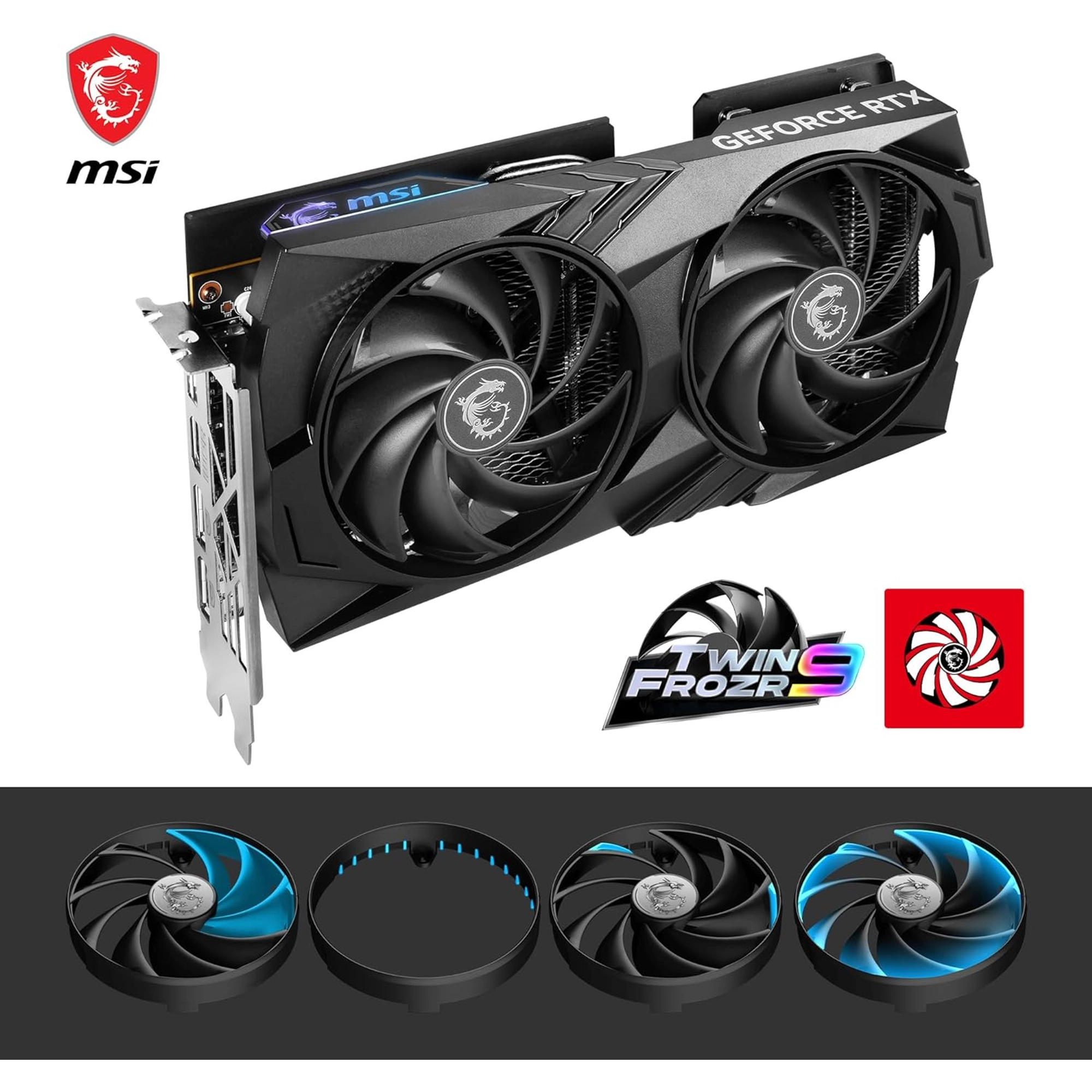 MSI GEFORCE RTX 4060 GAMING X 8G GRAPHICS CARD - RTX 4060 GPU, 8GB GDDR6 (17GBPS/128-BIT), PCIE 4.0 - TWIN FROZR 9 (2 X TORX FAN 5.0), RGB - HDMI 2.1, DISPLAYPORT 1.4A (SUPPORTS 4K & 8K HDR) - Image 4