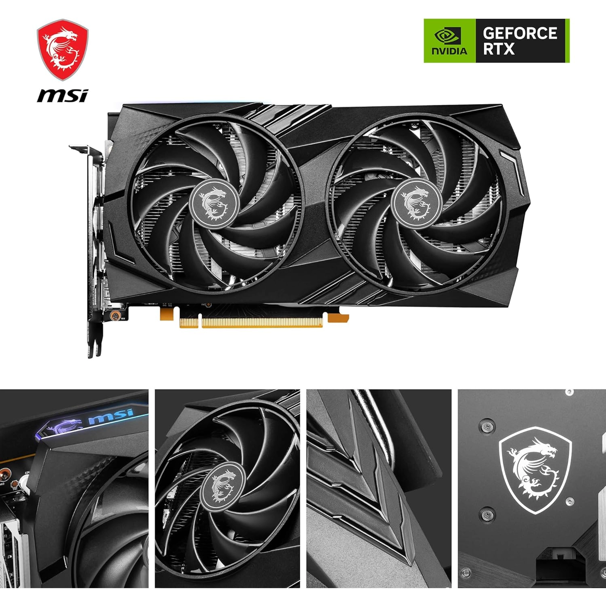 MSI GEFORCE RTX 4060 GAMING X 8G GRAPHICS CARD - RTX 4060 GPU, 8GB GDDR6 (17GBPS/128-BIT), PCIE 4.0 - TWIN FROZR 9 (2 X TORX FAN 5.0), RGB - HDMI 2.1, DISPLAYPORT 1.4A (SUPPORTS 4K & 8K HDR) - Image 2