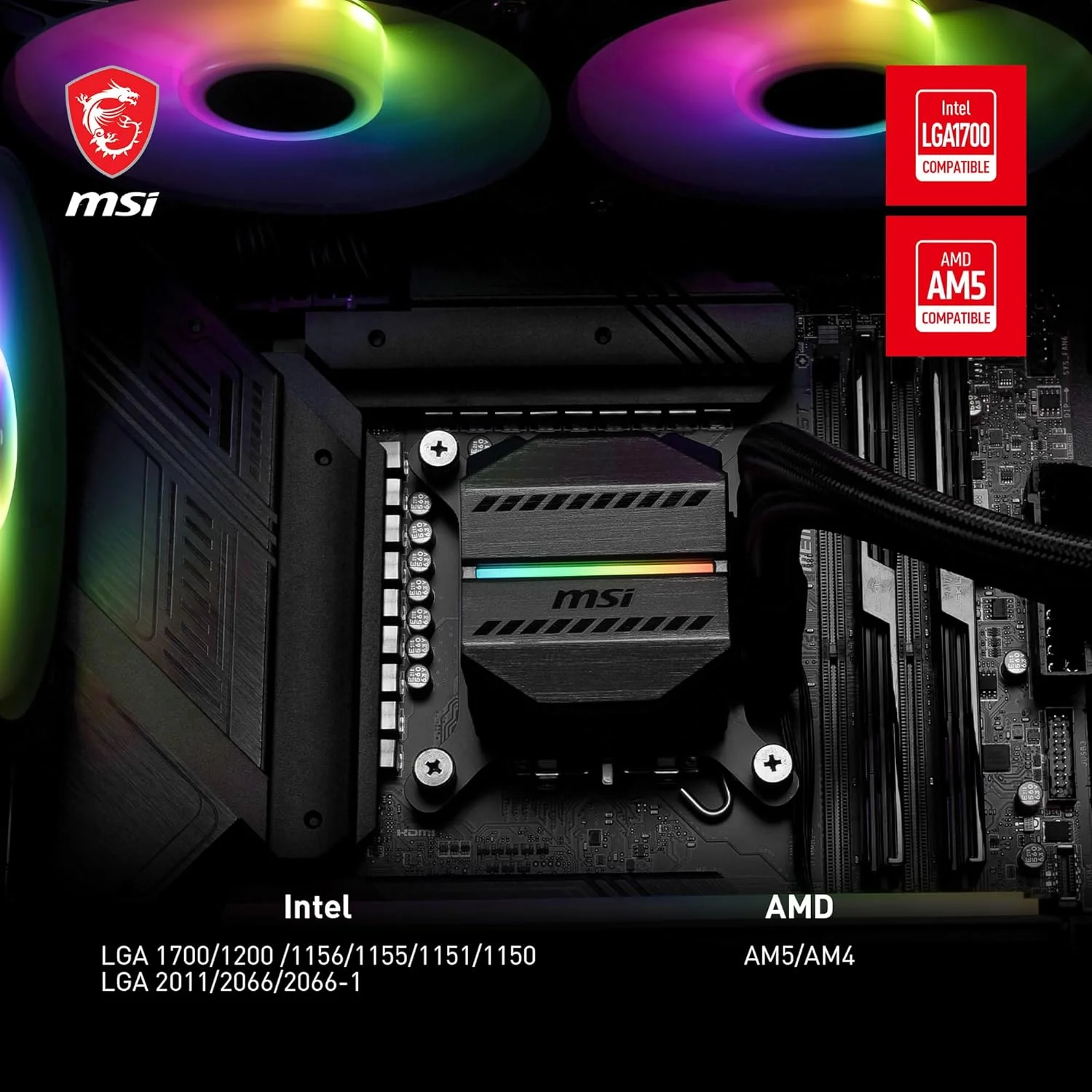MSI MAG CORELIQUID M240 AIO CPU LIQUID COOLER - 12 WAY SPLIT-FLOW WATER COOLING, EVAPORATION-PROOF TUBING, IT SUPPORTS MAINSTEAM SOCKET LIKE AM5 AND 1700 - Image 6