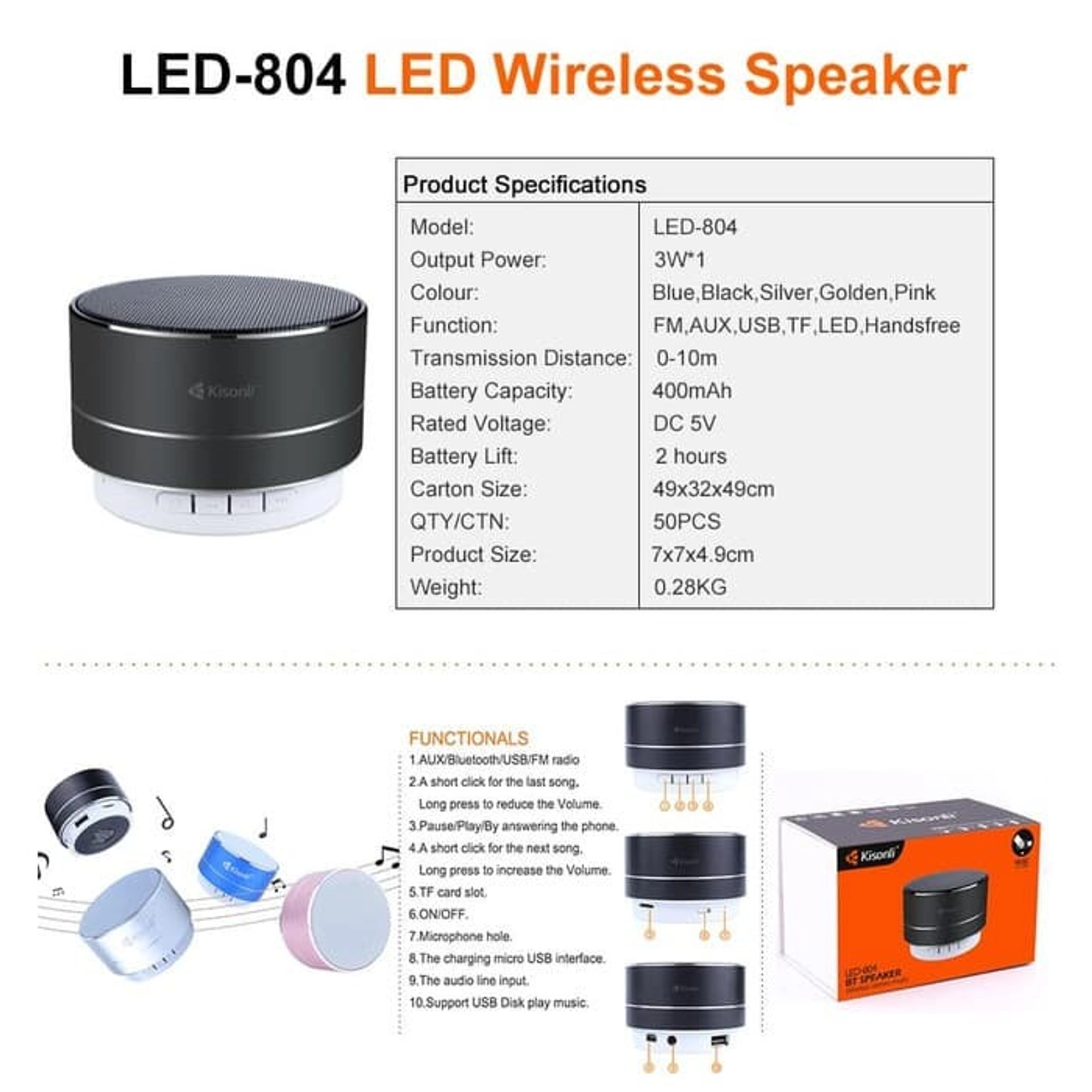 KISONLI LED-804 SPEAKER BLUETOOTH - Image 4