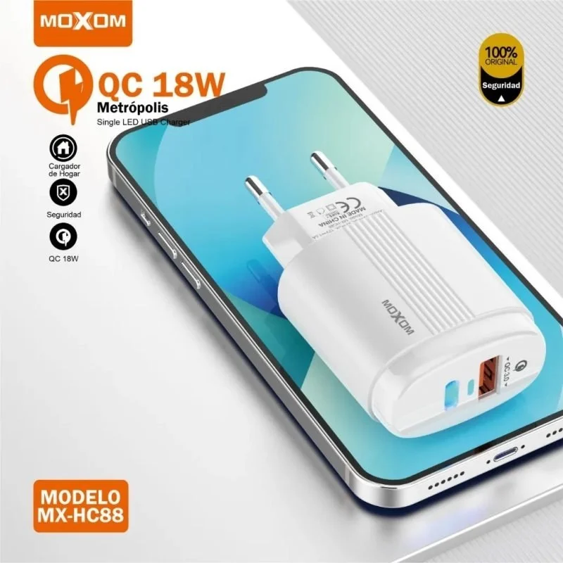 MOXOM MX-HC88 QC3.0 18W CHARGER WITH LIGHTNING CABLE - Image 3