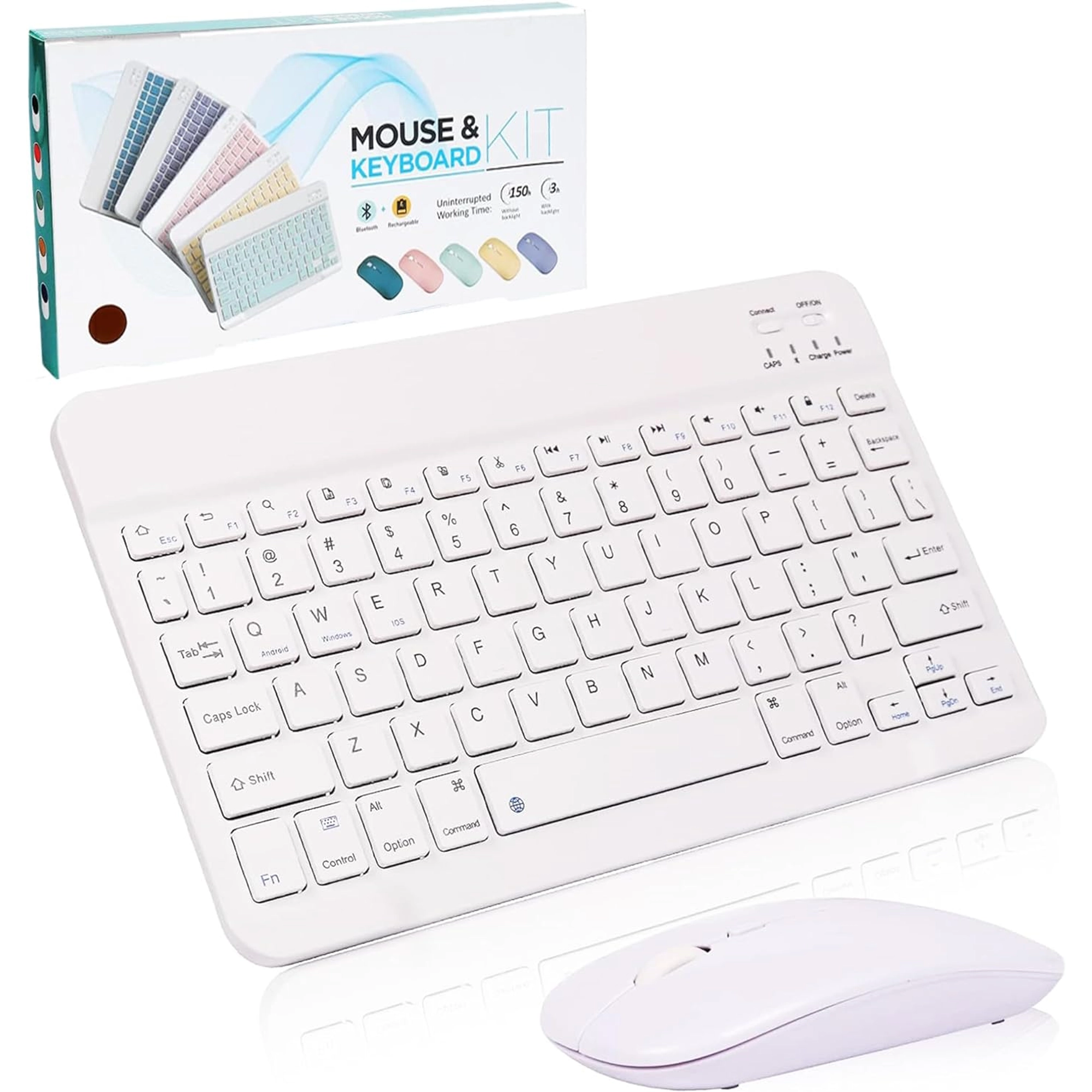 ACOLARID META KIT RECHARGEABLE WIRELESS KEYBOARD MOUSE BLUETOOTH (WHITE)