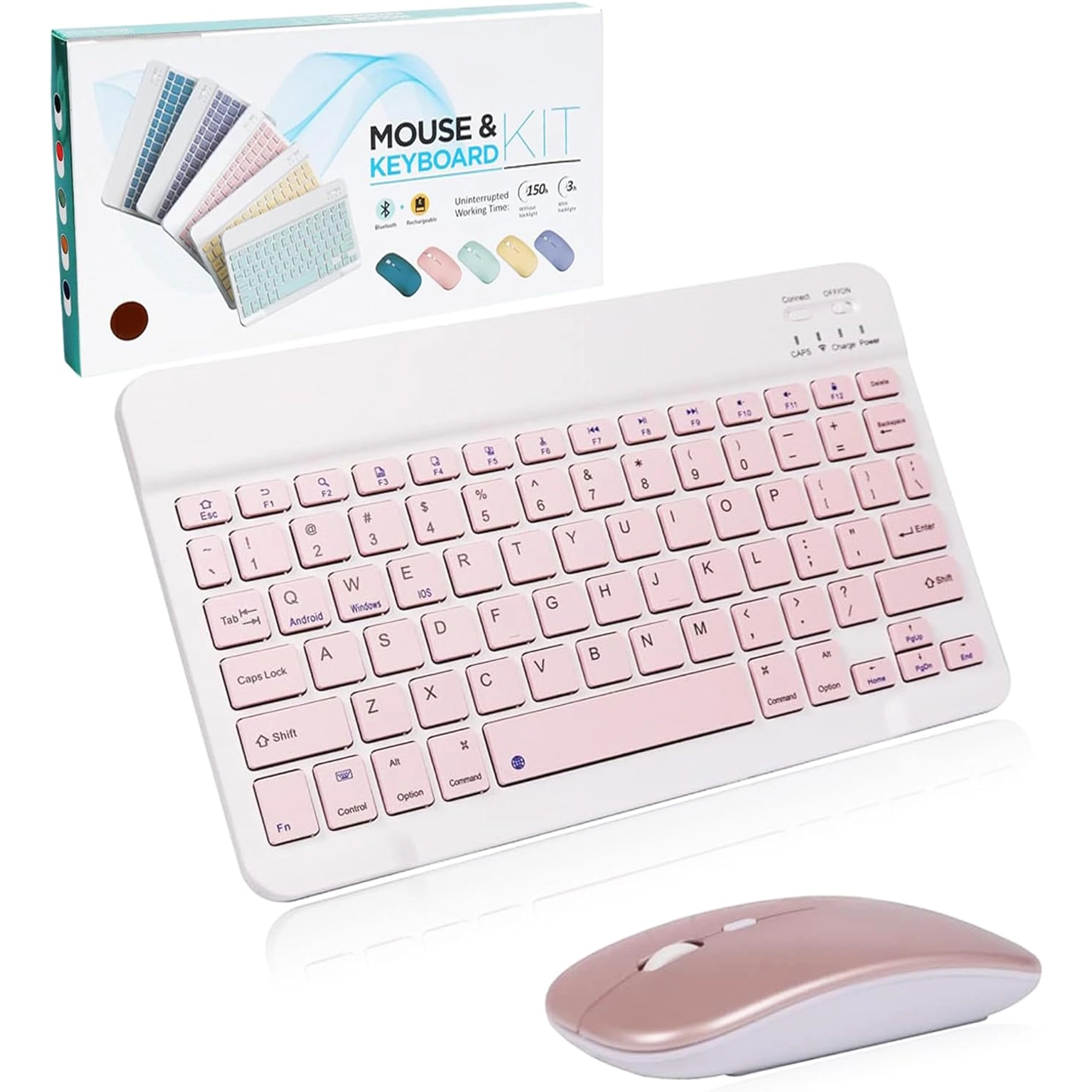 ACOLARID META KIT RECHARGEABLE WIRELESS KEYBOARD MOUSE BLUETOOTH  (WHITE & PINK) - Image 6
