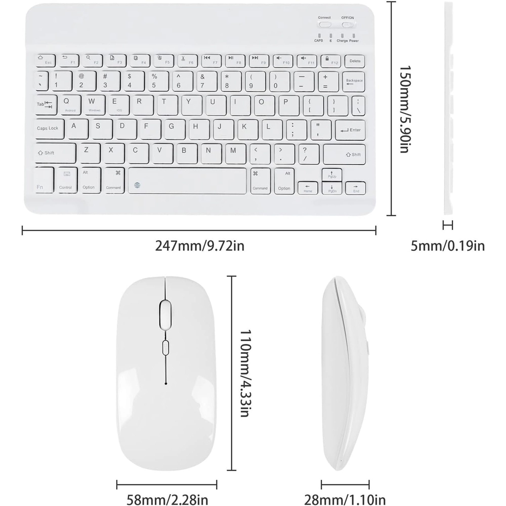 ACOLARID META KIT RECHARGEABLE WIRELESS KEYBOARD MOUSE BLUETOOTH (WHITE) - Image 2