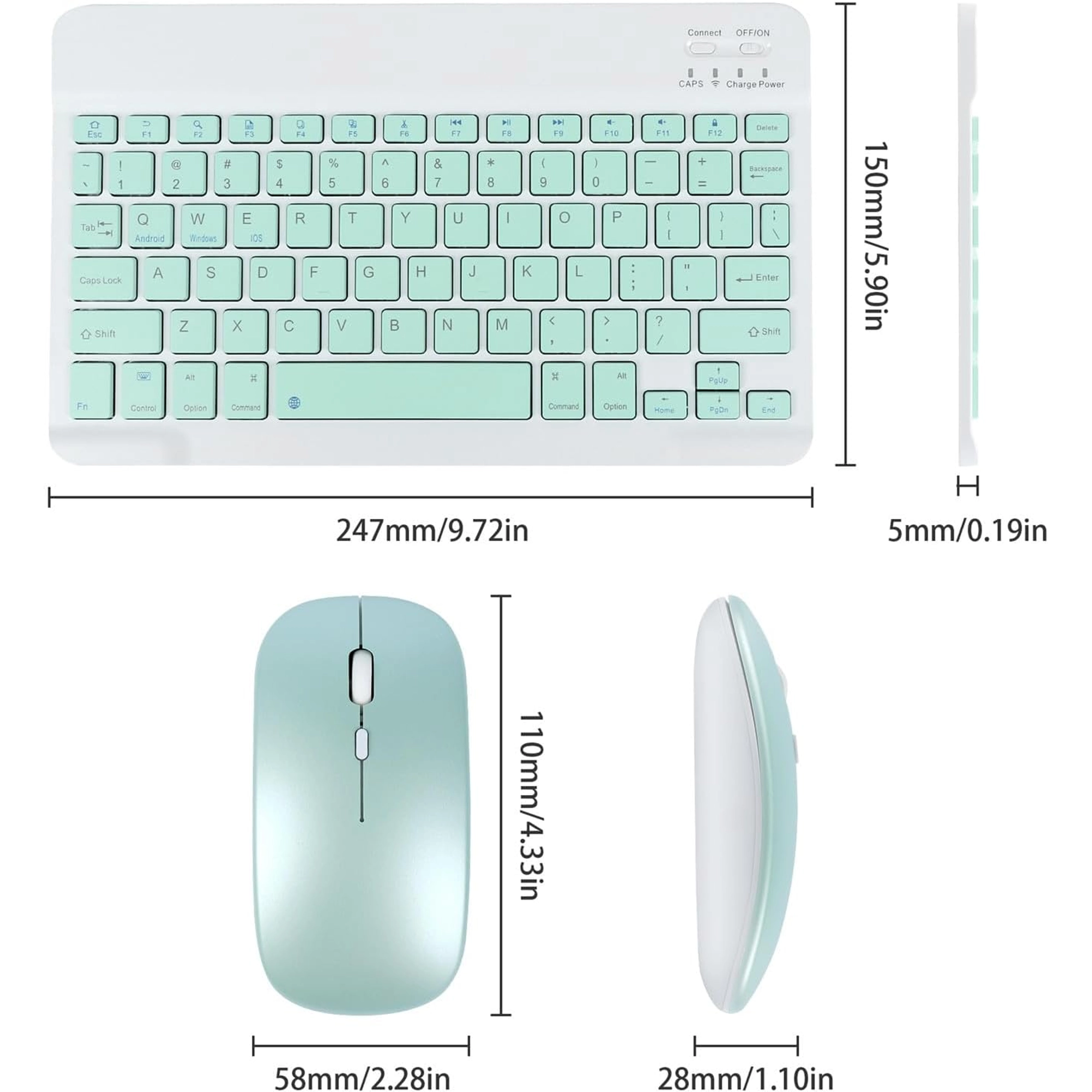ACOLARID META KIT RECHARGEABLE WIRELESS KEYBOARD MOUSE BLUETOOTH (GREEN) - Image 4