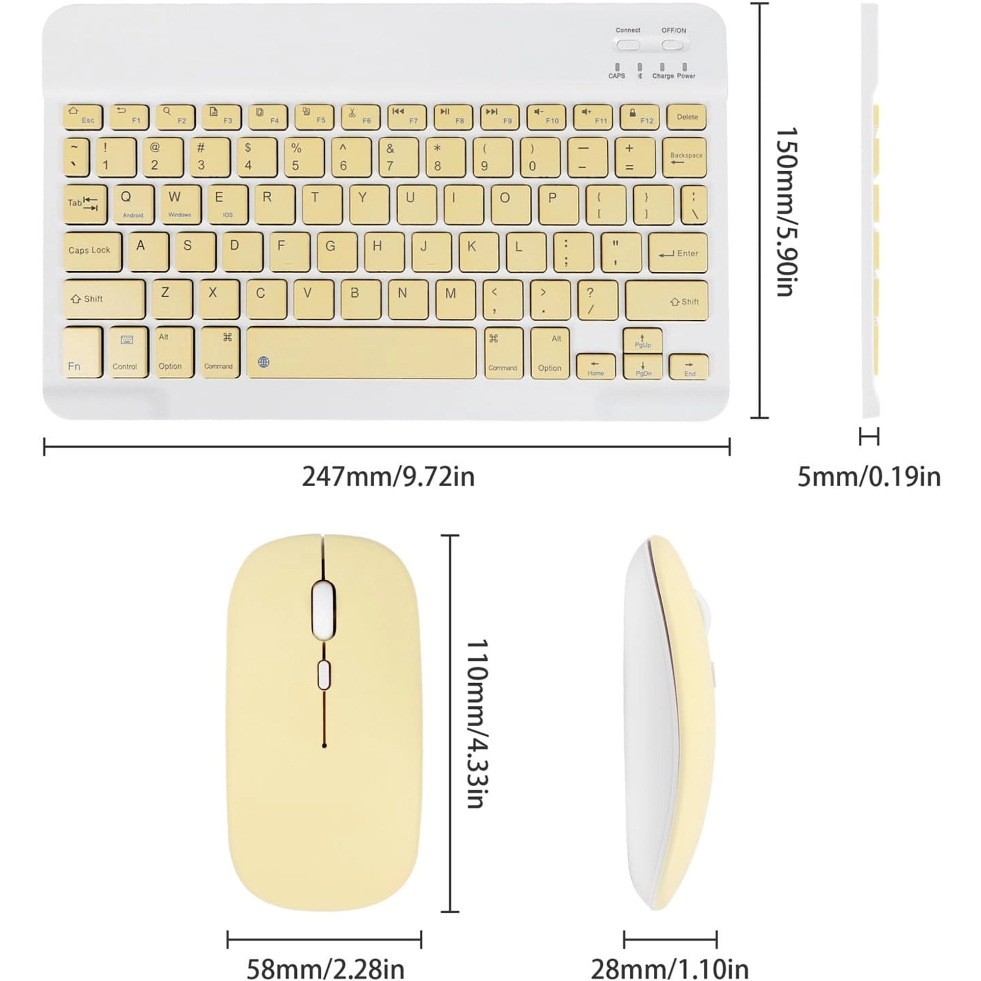 ACOLARID META KIT RECHARGEABLE WIRELESS KEYBOARD MOUSE BLUETOOTH (YELLOW)