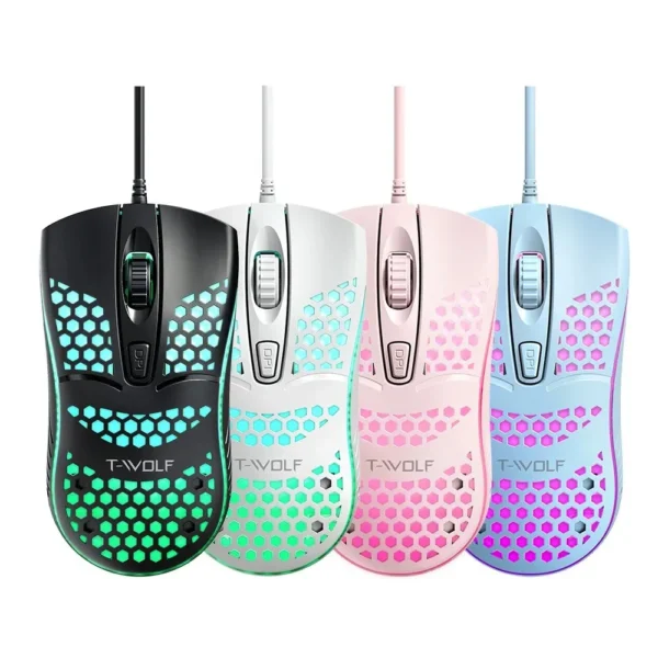 T-WOLF V15 COOL HONEYCOMB LIGHT UP MOUSE