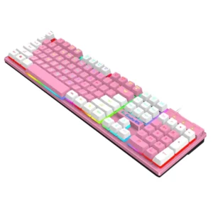 K-SNAKE K4 104 KEYS GLOWING GAME WIRED MECHANICAL KEYBOARD WHITE/PINK