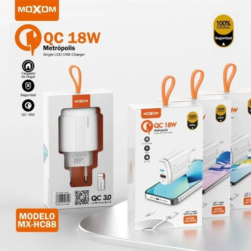 MOXOM MX-HC88 QC3.0 18W CHARGER WITH LIGHTNING CABLE - Image 2
