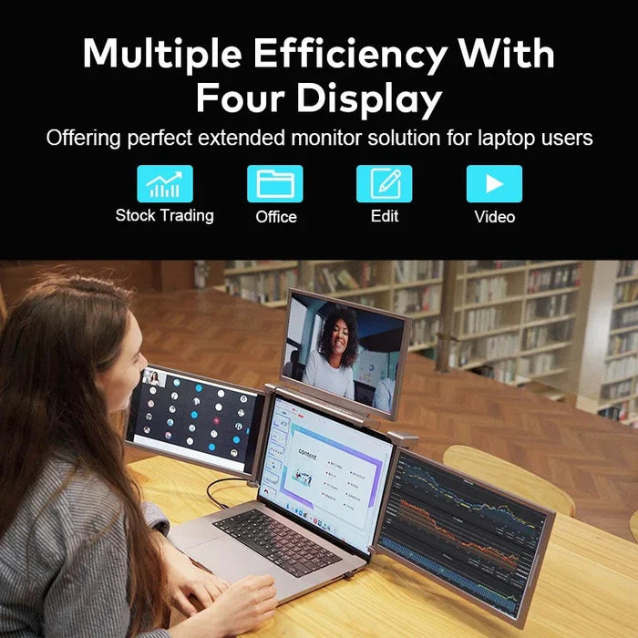 PORTABLE SCREEN-S788, 16" FHD QUAD SCREEN IPS, TRIPLE DISPLAY EXTENDER, ONE CABLE CONNECTIVITY, TYPE C TTC - Image 3